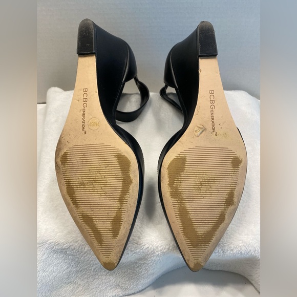 Sz 9 BCBGeneration BG-Tempest Black Vintage Devon Leather High Heel Wedge… - Picture 13 of 16
